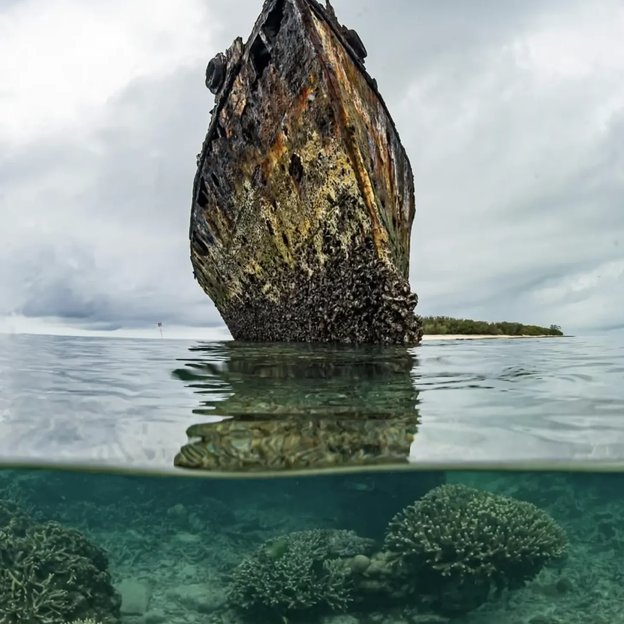 sunken ship on Heron Island